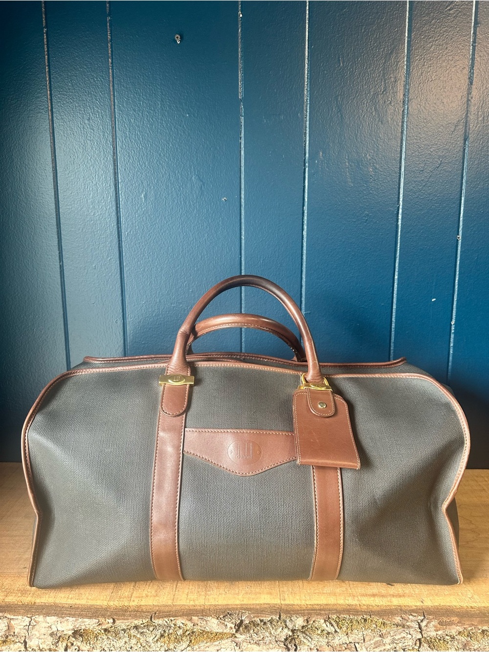 Vintage Dunhill Large Boston Duffle Travel Bag W Lock & Keys Luggage Tag England